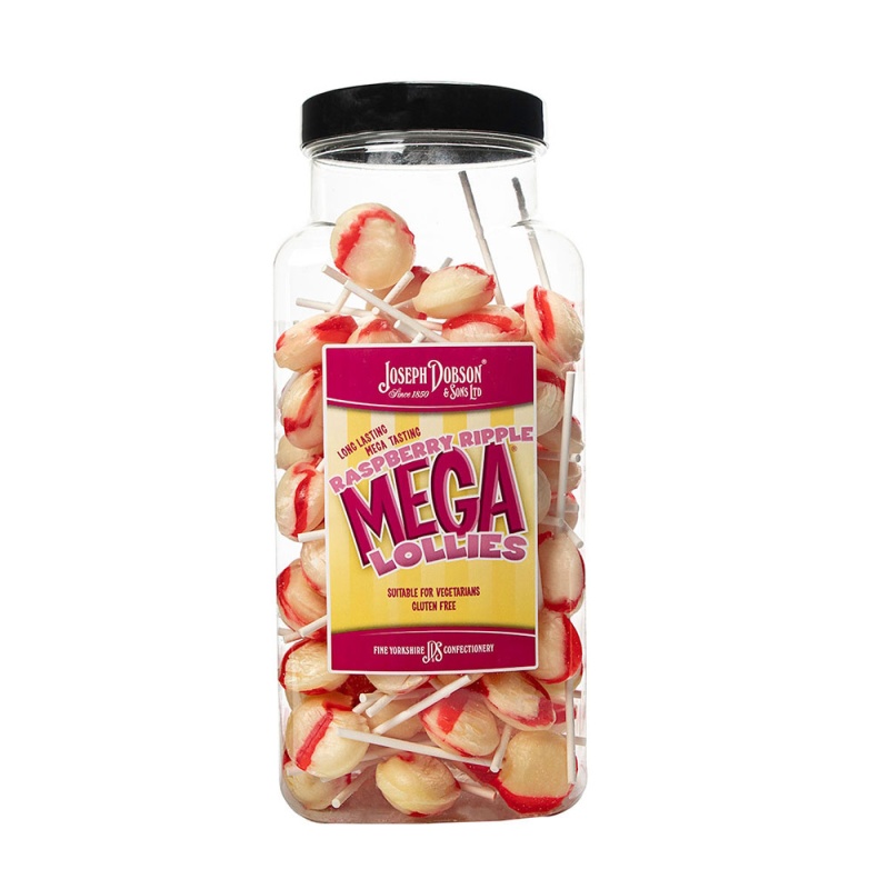 Raspberry Ripple Mega Lolly Pick & Mix Sweets Joseph Dobson 100g (5 Lollies Pack)